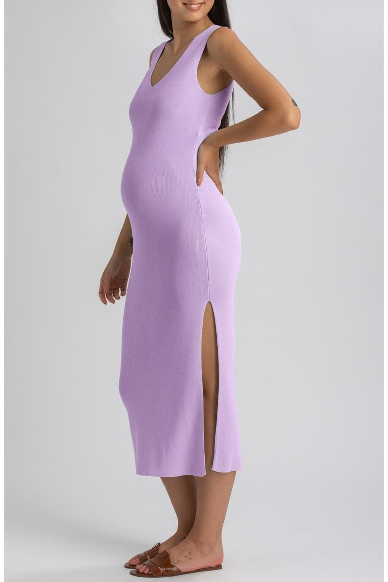Rib Sleeveless Maternity Midi Sweater Dress, Alternate, color, PURPLE