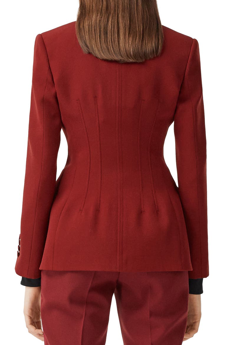 Otelia Satin Trim Wool Tuxedo Jacket, Alternate, color, DARK CARMINE