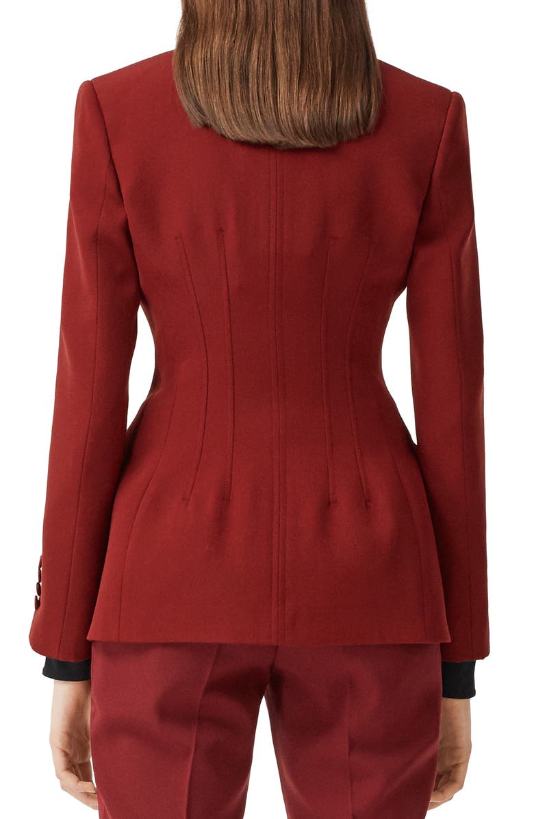 Burberry Otelia Satin Trim Wool Tuxedo Jacket, Alternate, color,