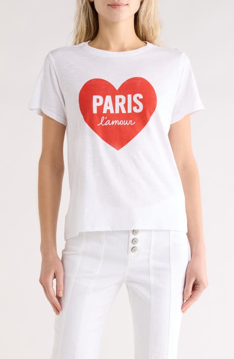 Paris L'Amour Heart Cotton Graphic T-Shirt