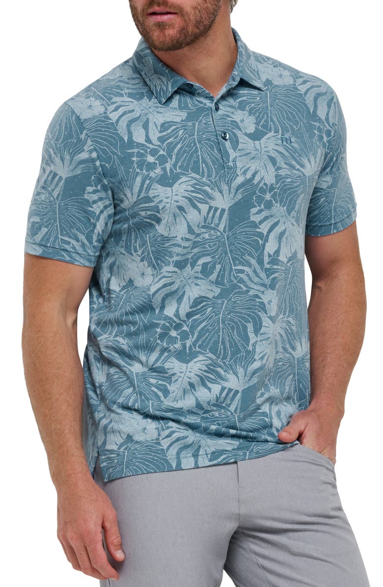 TravisMathew Secret Laguna Leaf Print Polo, Main, color,