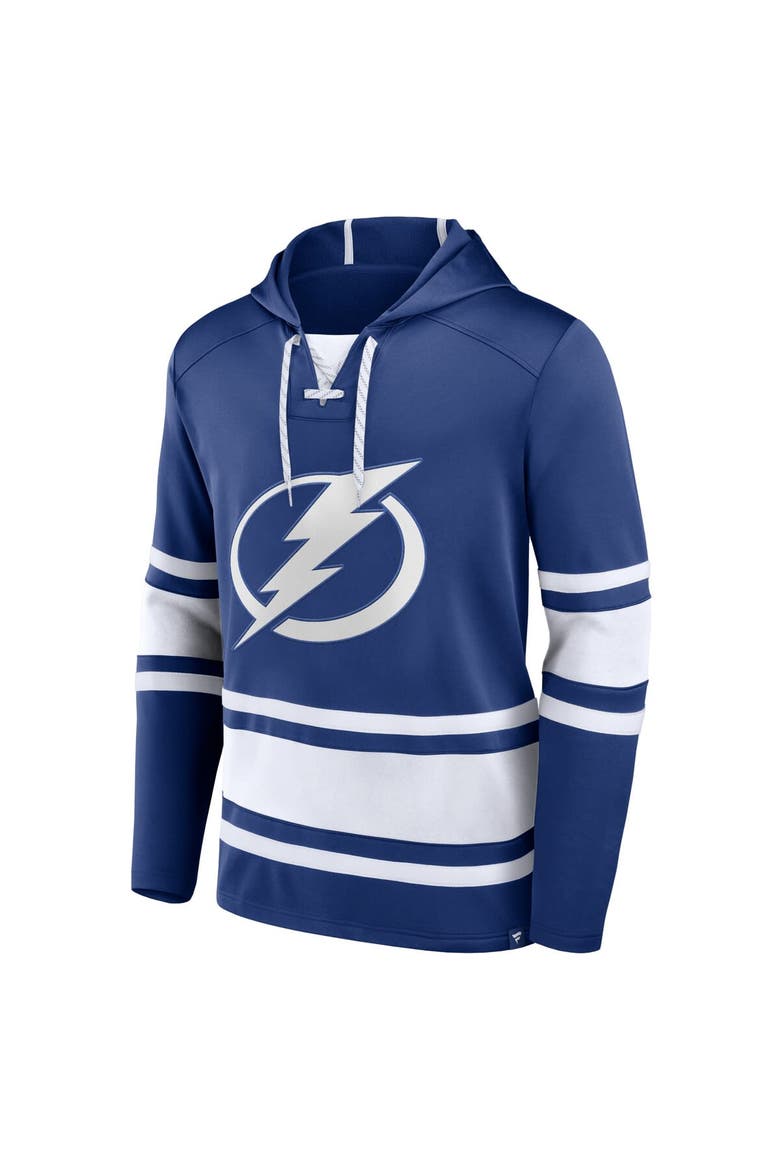 Men's Fanatics Branded Blue Tampa Bay Lightning Puck Deep Lace-Up Pullover Hoodie, Alternate, color, Blue