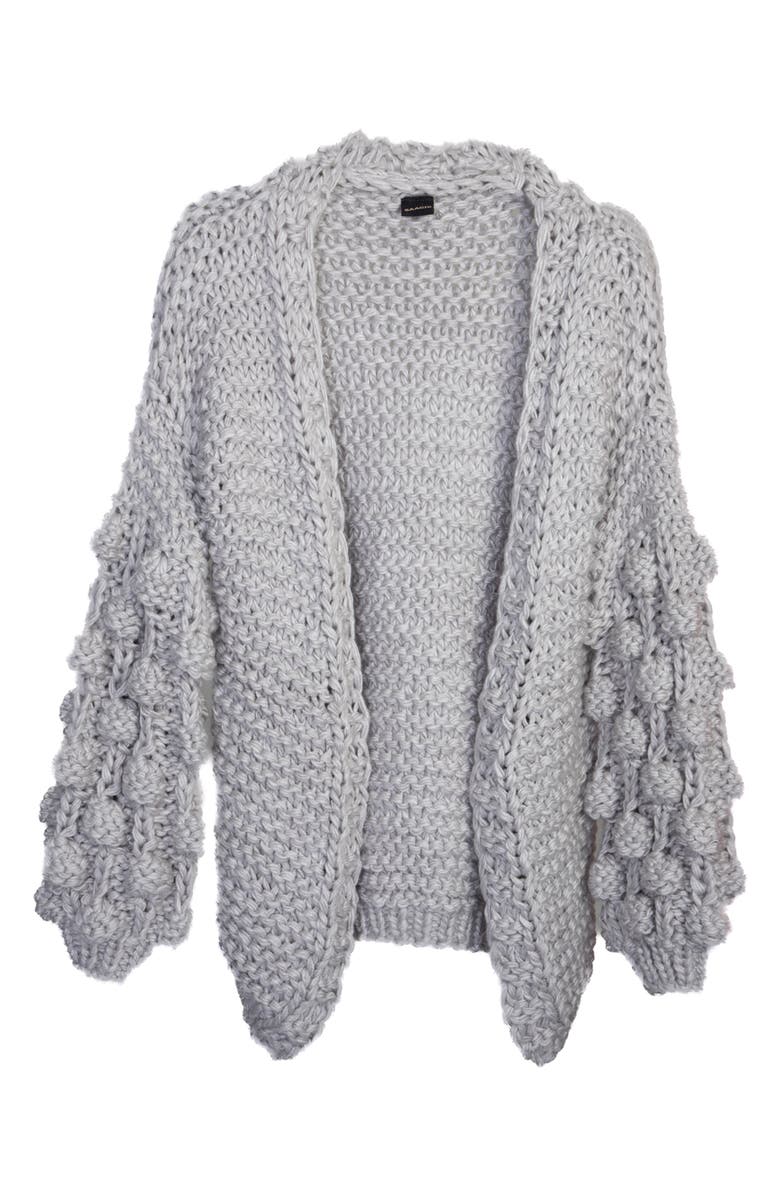 SAACHI Pompom Knit Cardigan, Main, color, Grey