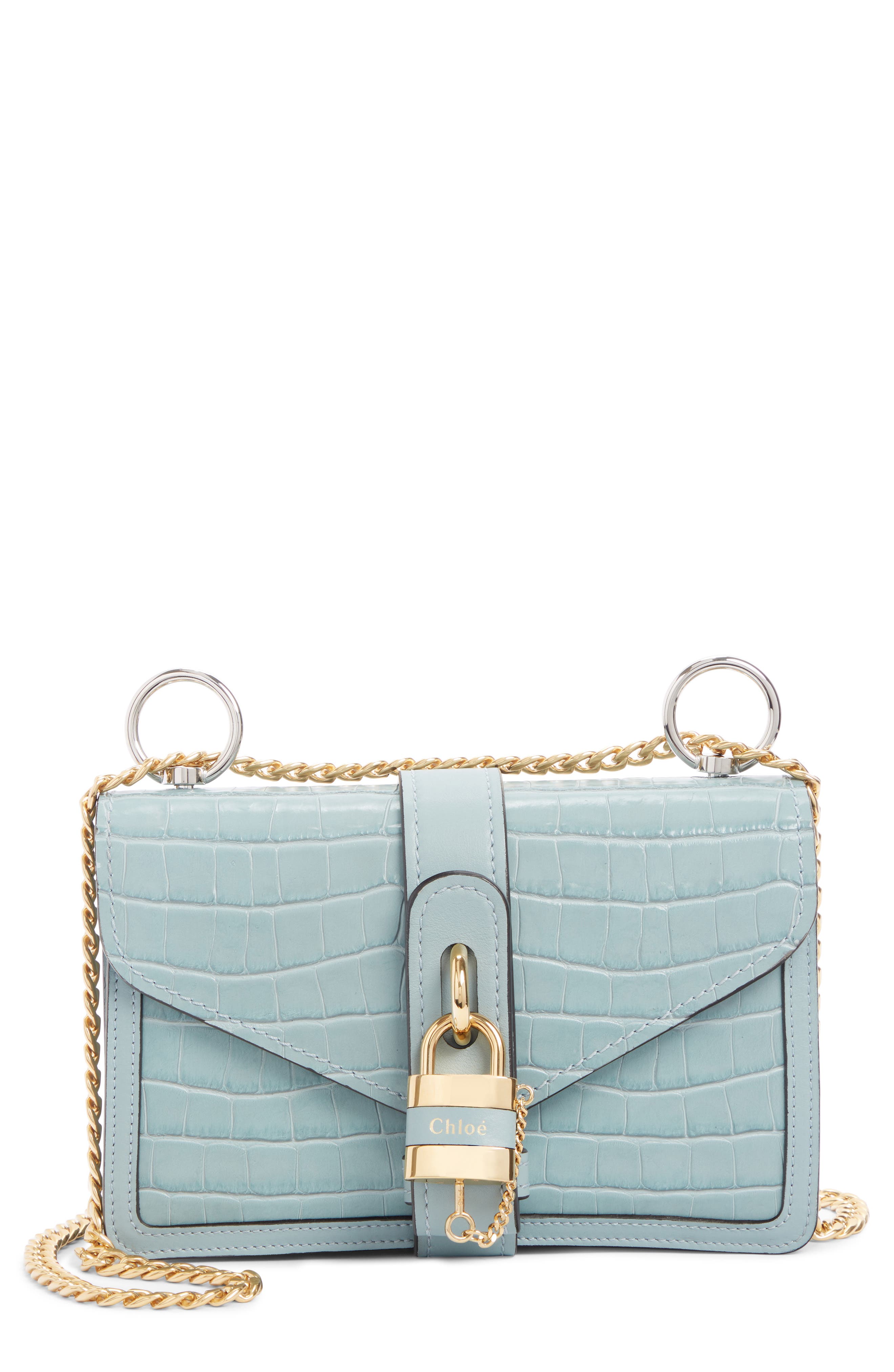 Chloé Aby Small Croc Embossed Shoulder Bag, Main, color, 