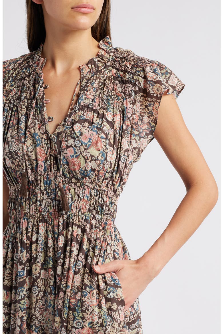 Indira Flutter Sleeve Organic Cotton Midi Dress, Alternate, color, DIVINA PRINT