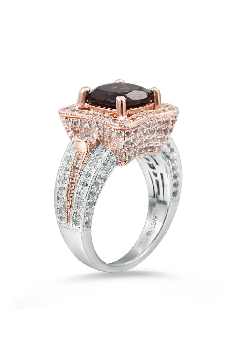 SUZY LEVIAN Two-Tone Smoky Quartz & White Topaz Halo Ring, Alternate, color, Brown
