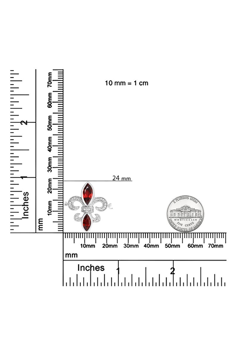 Haus of Brilliance Silver Garnet & Diamond Accent Fleur De Lis Bracelet, Alternate, color, White