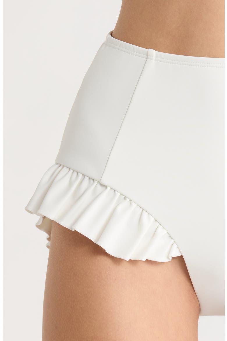Ruffle High Waist Bikini Bottoms, Alternate, color, IVORY SOLID