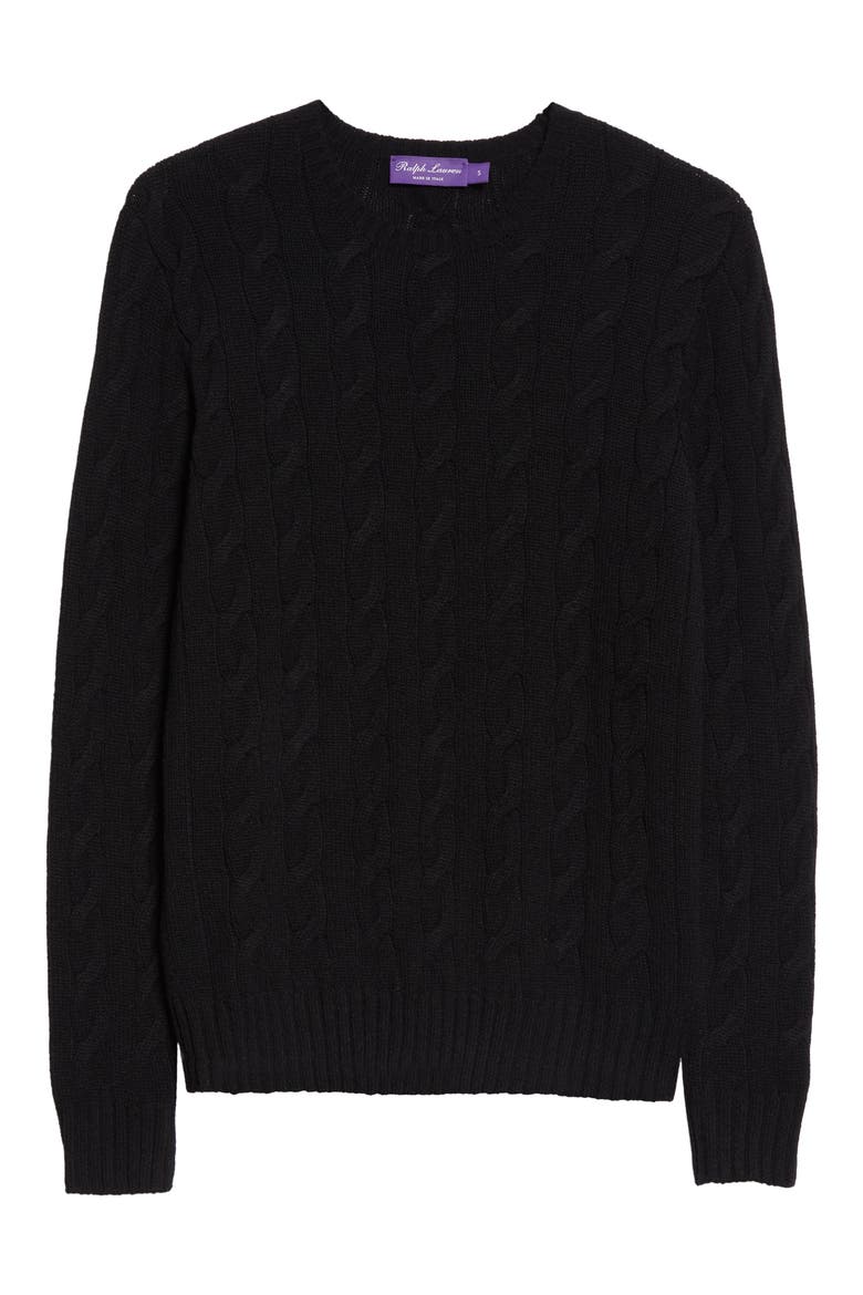 Cable Knit Cashmere Sweater, Alternate, color, CLASSIC BLACK