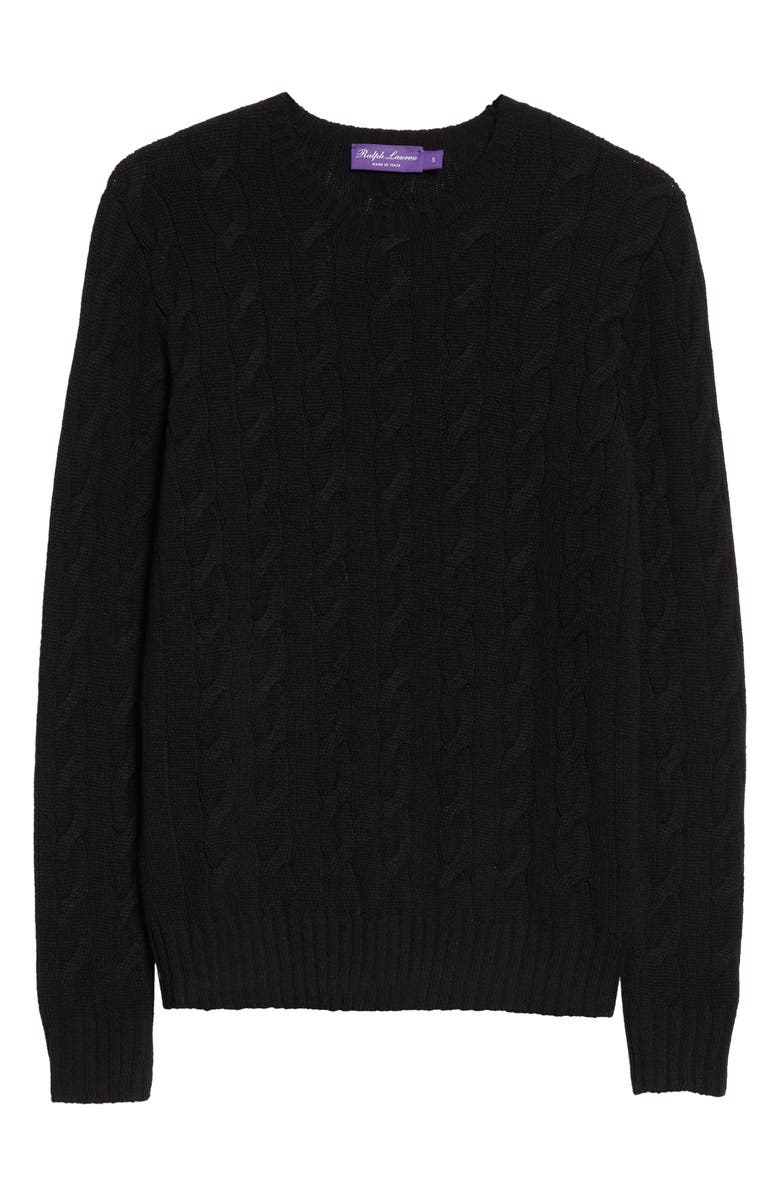 Ralph Lauren Purple Label Cable Knit Cashmere Sweater, Alternate, color, Classic Black