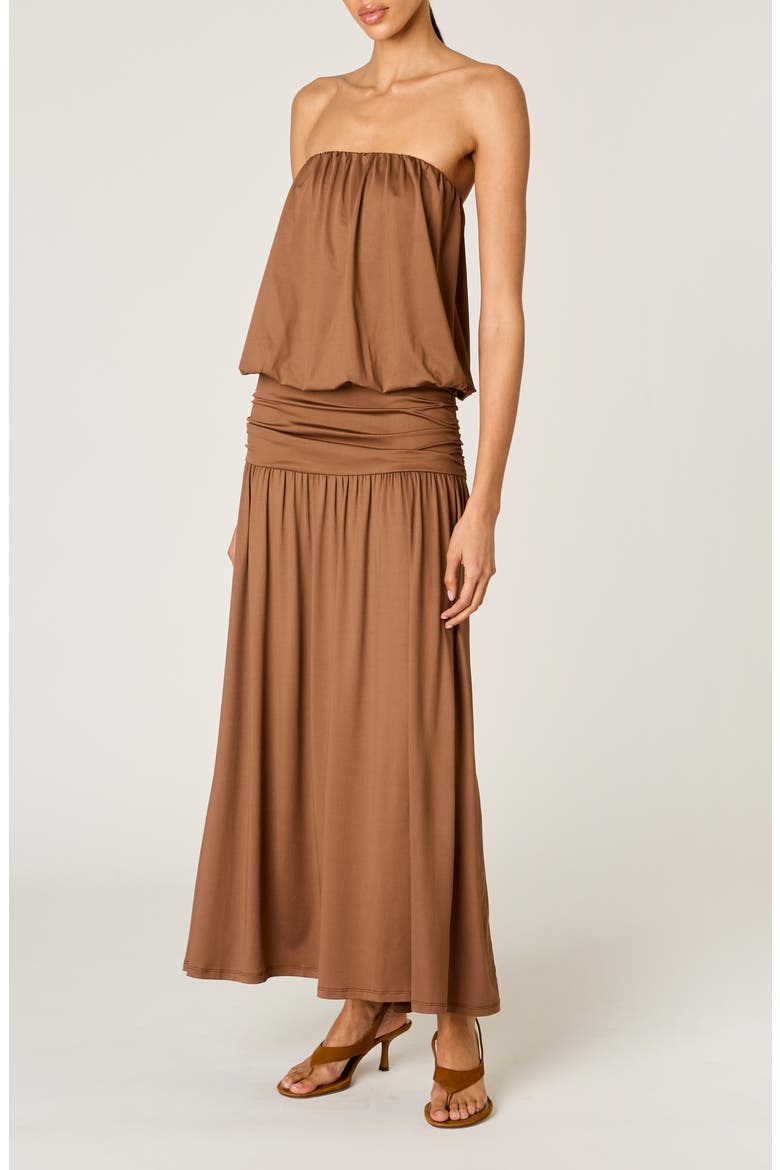 La Cienega Strapless Blouson Maxi Dress, Alternate, color, SABLE