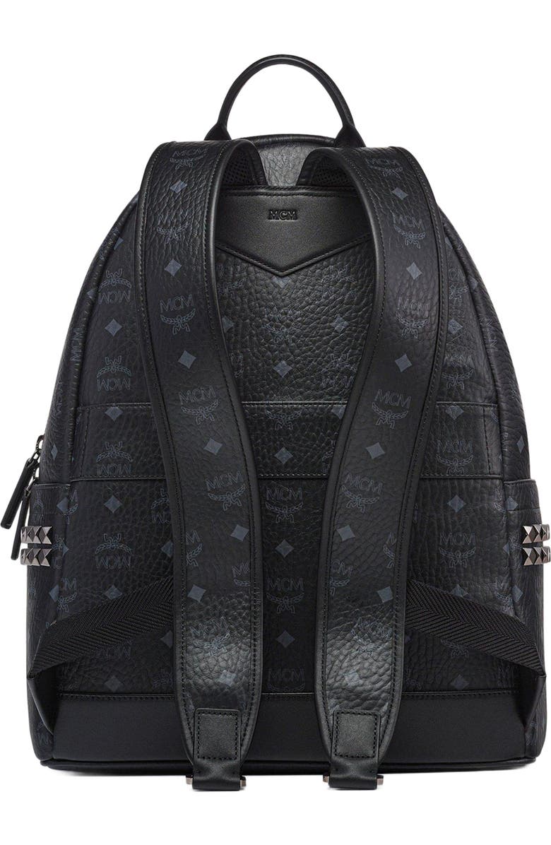 MCM Stark Side Studs Backpack in Visetos, Alternate, color, Black