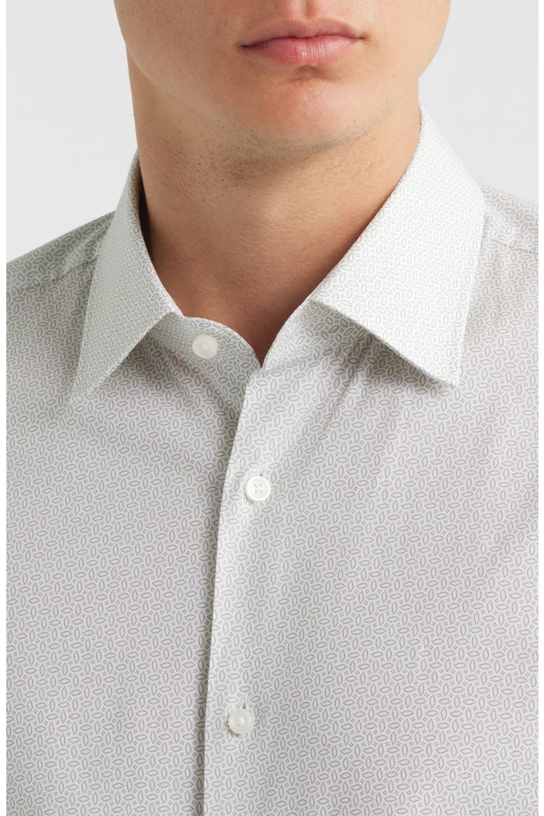 Hank Kent Slim Fit Stretch Cotton Dress Shirt, Alternate, color, WHITE W/ BEIGE
