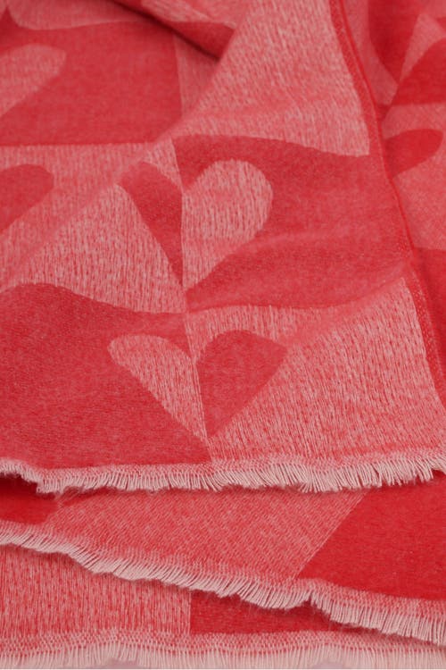 Katie Loxton Heart Printed Blanket Scarf In Red