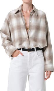 Citizens of Humanity Ana Buffalo Plaid Crop Cotton Button-Up Shirt