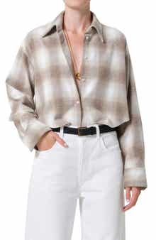 Ana Buffalo Plaid Crop Cotton Button-Up Shirt
