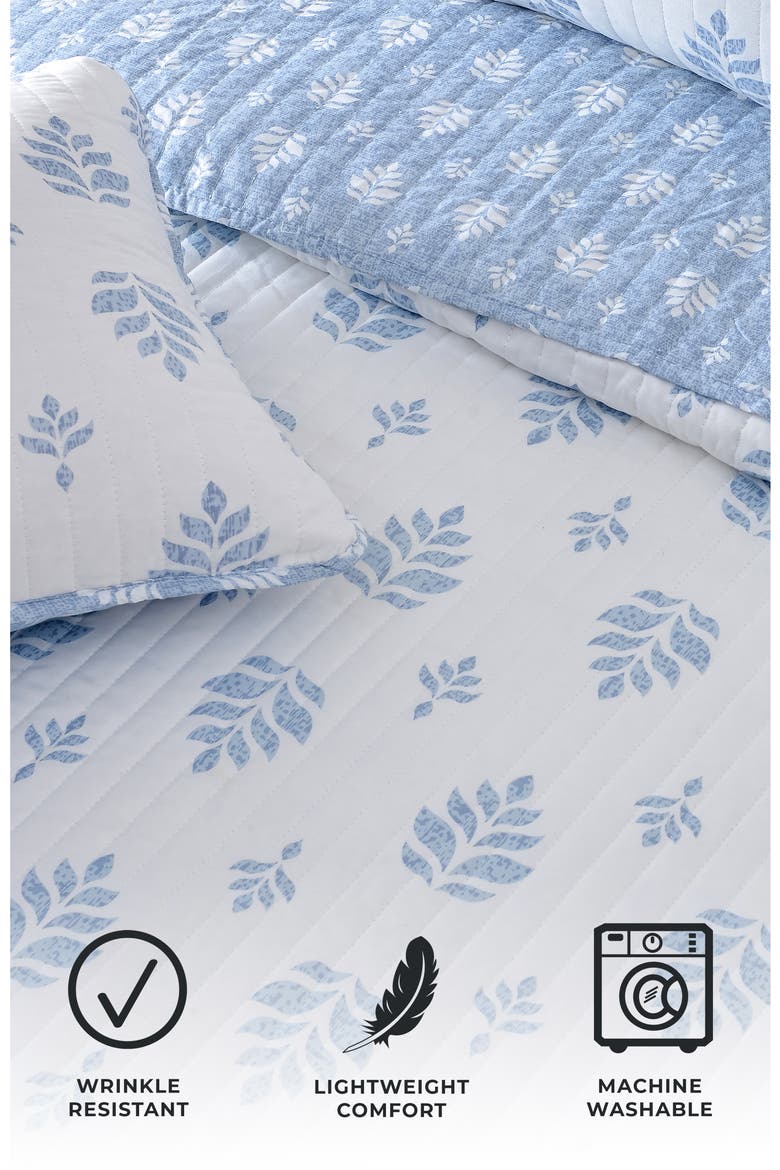 French Floral Design Quilt & Sham Set, Alternate, color, BLUE