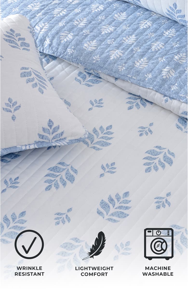 Woven & Weft French Floral Design Quilt & Sham Set, Alternate, color, Blue