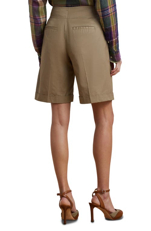 RALPH LAUREN LAUREN RALPH LAUREN FRONT PLEAT COTTON TWILL SHORTS