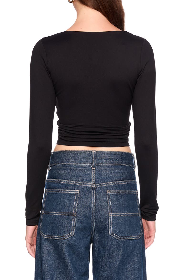 Gathered Long Sleeve Top, Alternate, color, BLACK