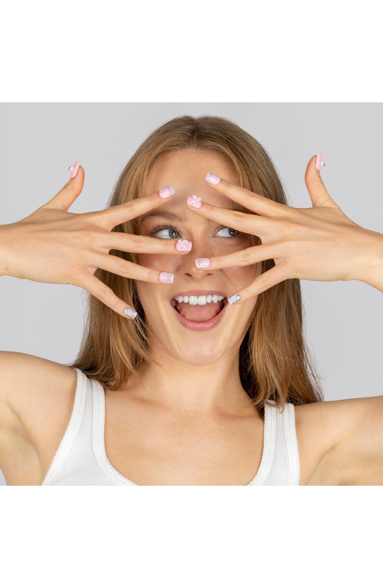 3H Nails My Melody 3D Luxury Handmade Press-On Nails - 24-Piece Kit, Alternate, color, Baby Pink, Silver