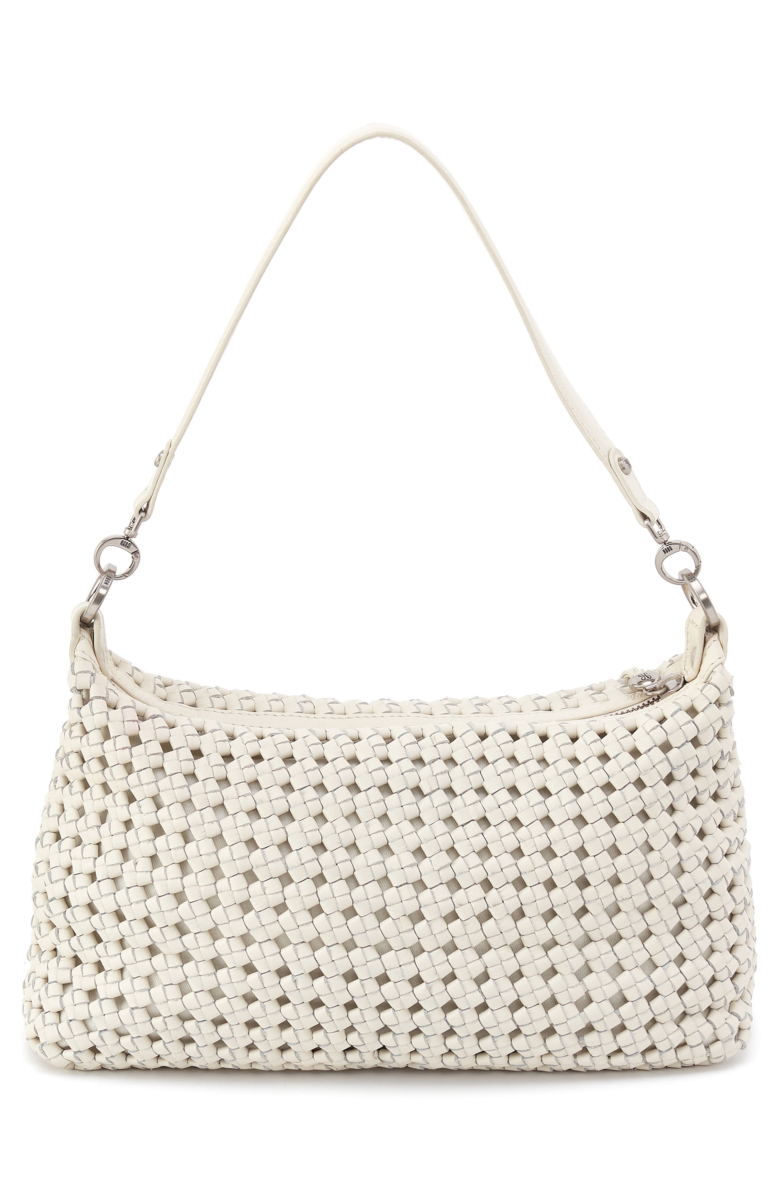 HOBO Avon Woven Leather Shoulder Bag, Alternate, color, Whitecap