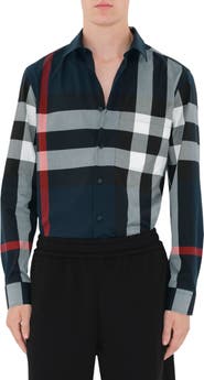 Burberry Somerton Slim Fit Check Cotton Poplin Button-Up Shirt