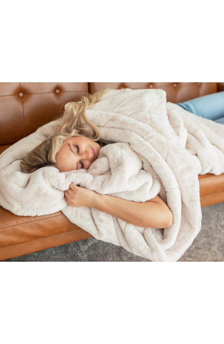 Minky Couture Plush Macadamia Nut Blanket, Main, color, Cream