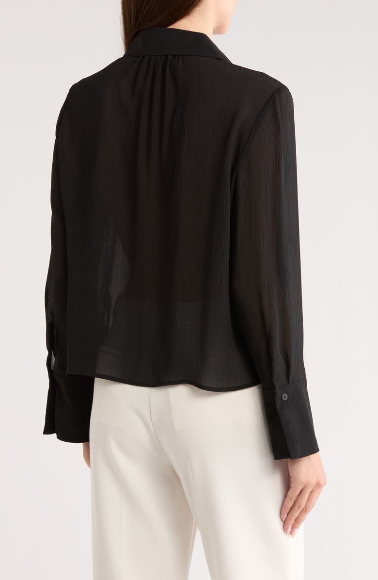 Adrianna Papell Ruffle Front Button-Up Shirt, Alternate, color, Black