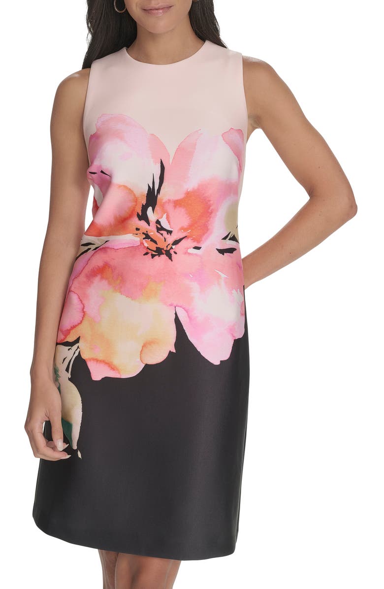 Calvin Klein Big Floral Shift Dress, Main, color, Tulip Multi