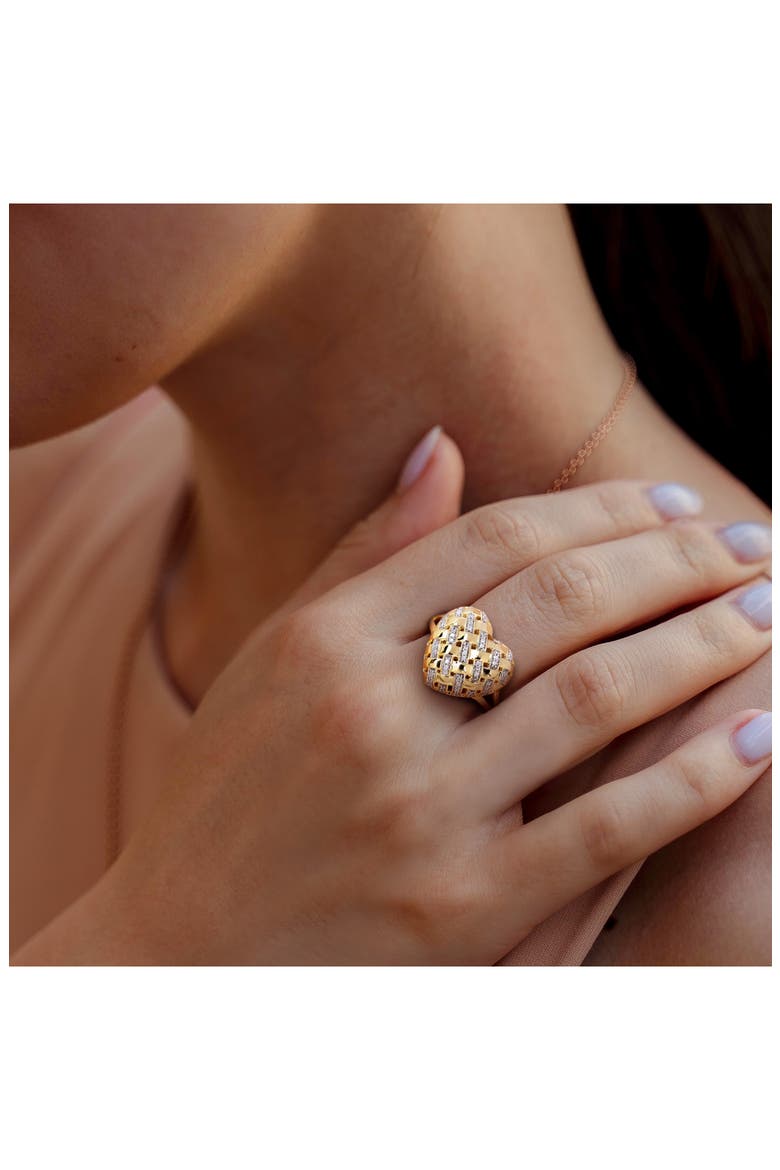 Diamond Heart Lattice Ring - 0.129 ctw, Alternate, color, GOLD/ DIAMOND