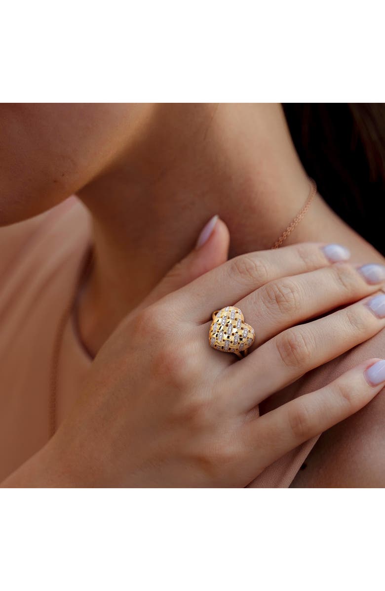 DELMAR Diamond Heart Lattice Ring - 0.129 ctw, Alternate, color, Gold/ Diamond