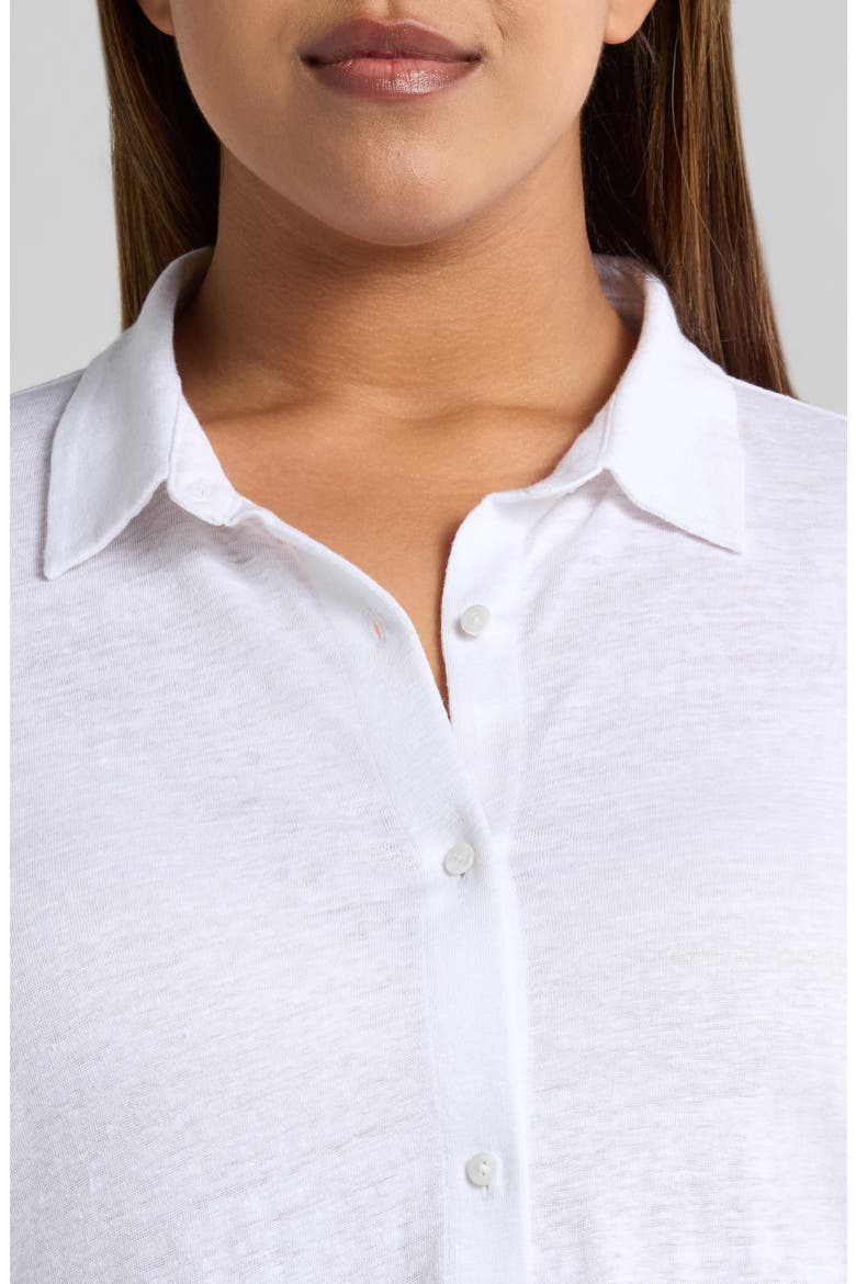 Classic Collar Organic Linen Button-Up Shirt, Alternate, color, WHITE