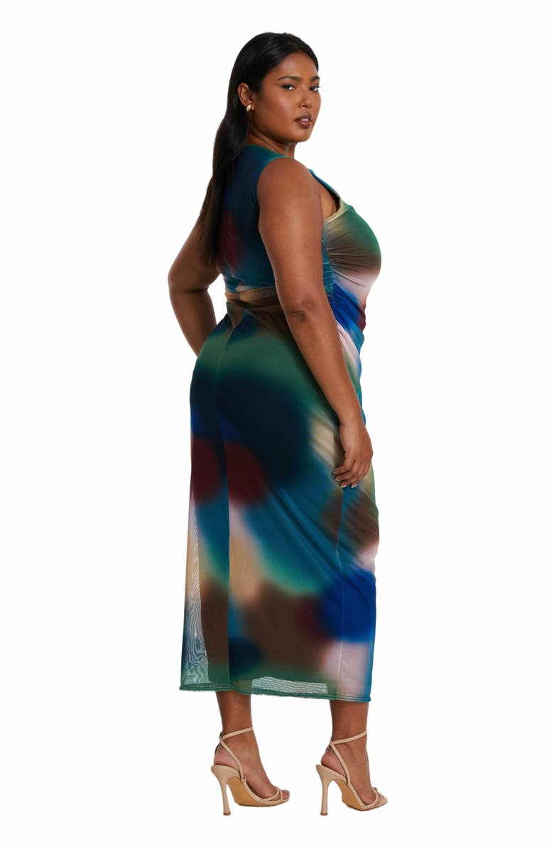 QUIZ Mesh Air Brush Round Neck Maxi Dress, Alternate, color, 