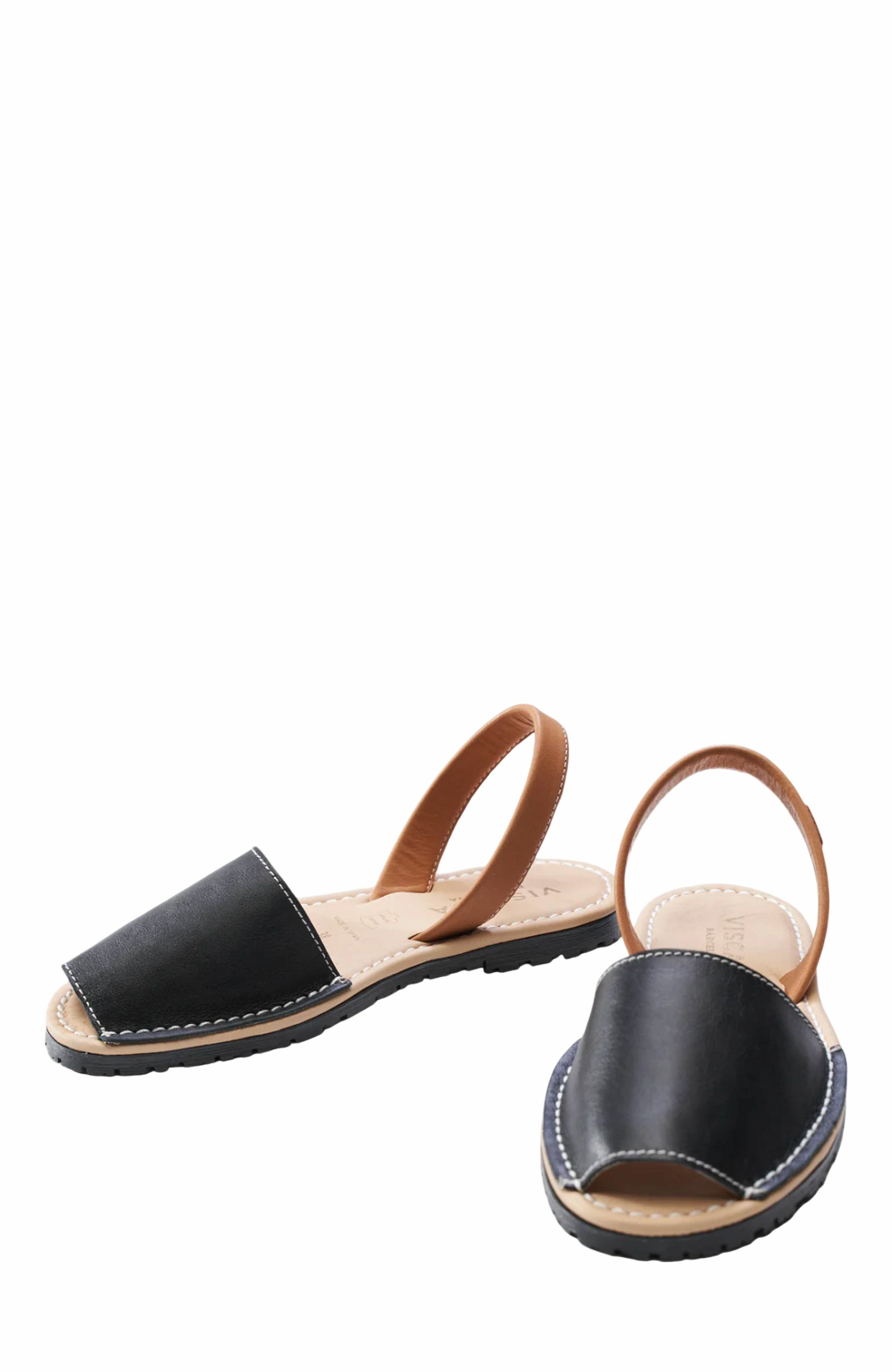 VISCATA Menorquina Leather Avarca Sandals, Alternate, color, Black