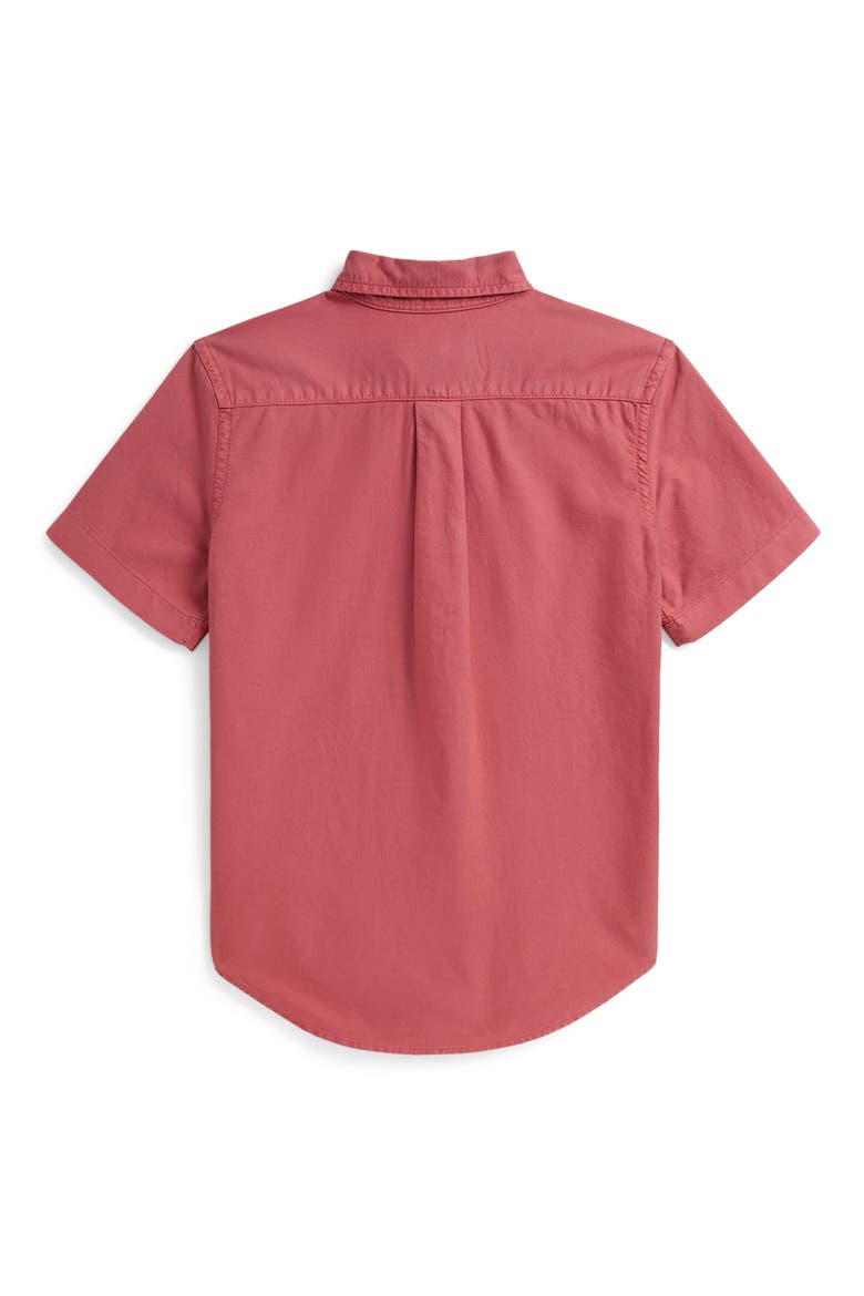 Kids' Short Sleeve Cotton Oxford Button-Down Shirt, Alternate, color, ADIRONDACK BERRY