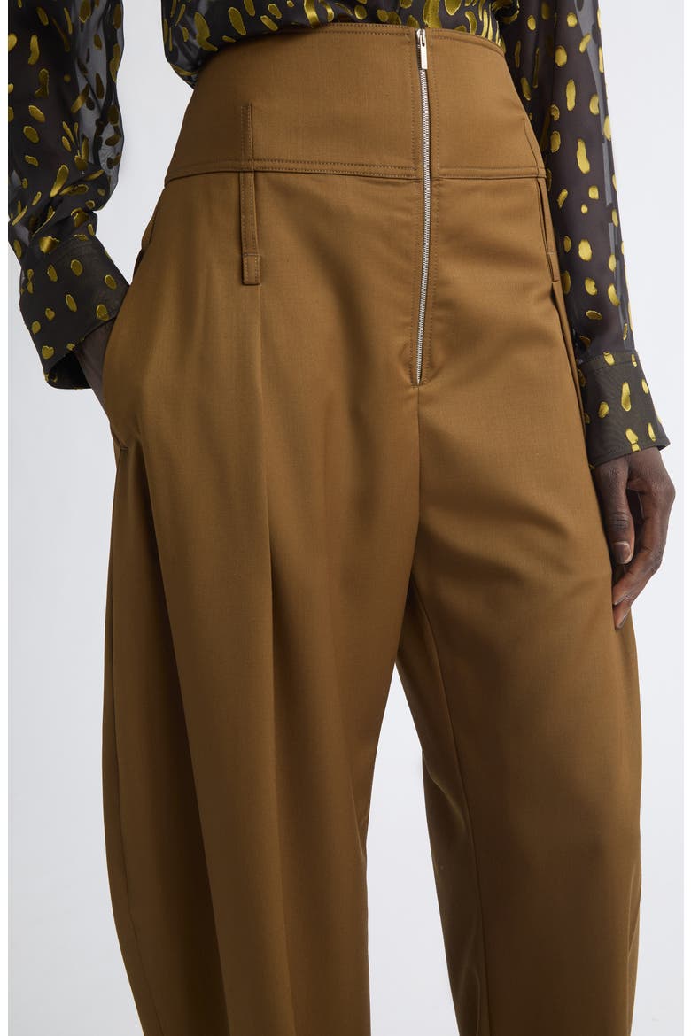 Pleated Barrel Leg Wool & Cashmere Pants, Alternate, color, SOY SEED