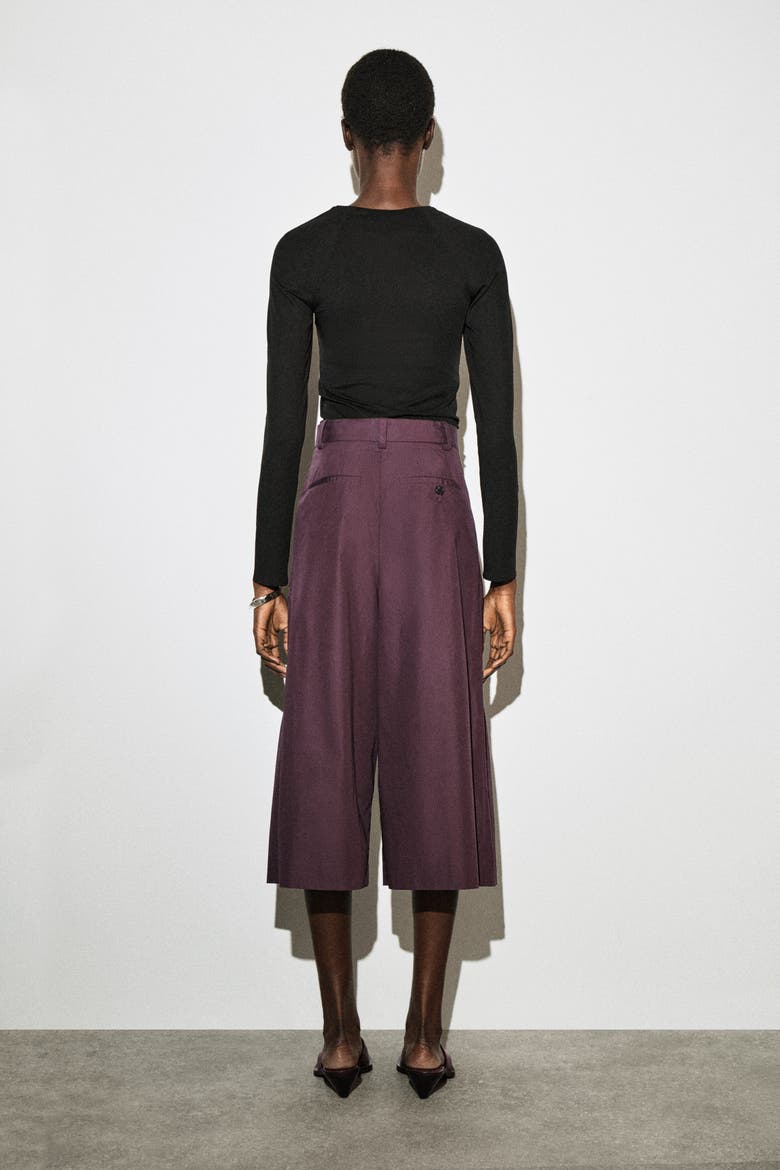 Pleated Cotton Pants, Alternate, color, BORDEAUX