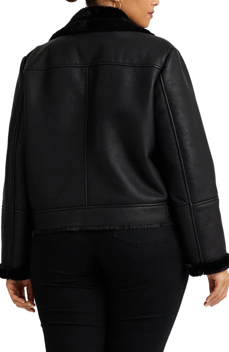 Lauren Ralph Lauren Faux Shearlling Moto Jacket, Alternate, color, 