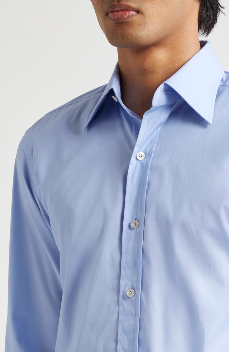 TOM FORD Classic Fit Solid Stretch Poplin Button-Up Shirt, Alternate, color, Hb539 Turquoise