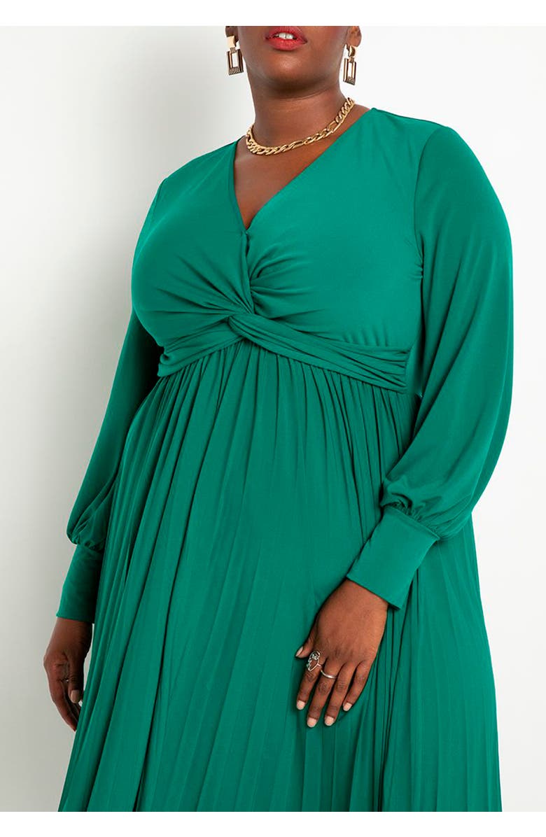 ELOQUII Knot Front Pleated Skirt Dress, Alternate, color, Black Onyx