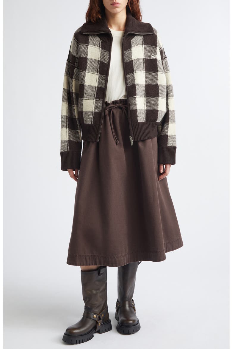 Journey Rachell Buffalo Check Knit Jacket, Alternate, color, AFTERDARK/ OATMILK