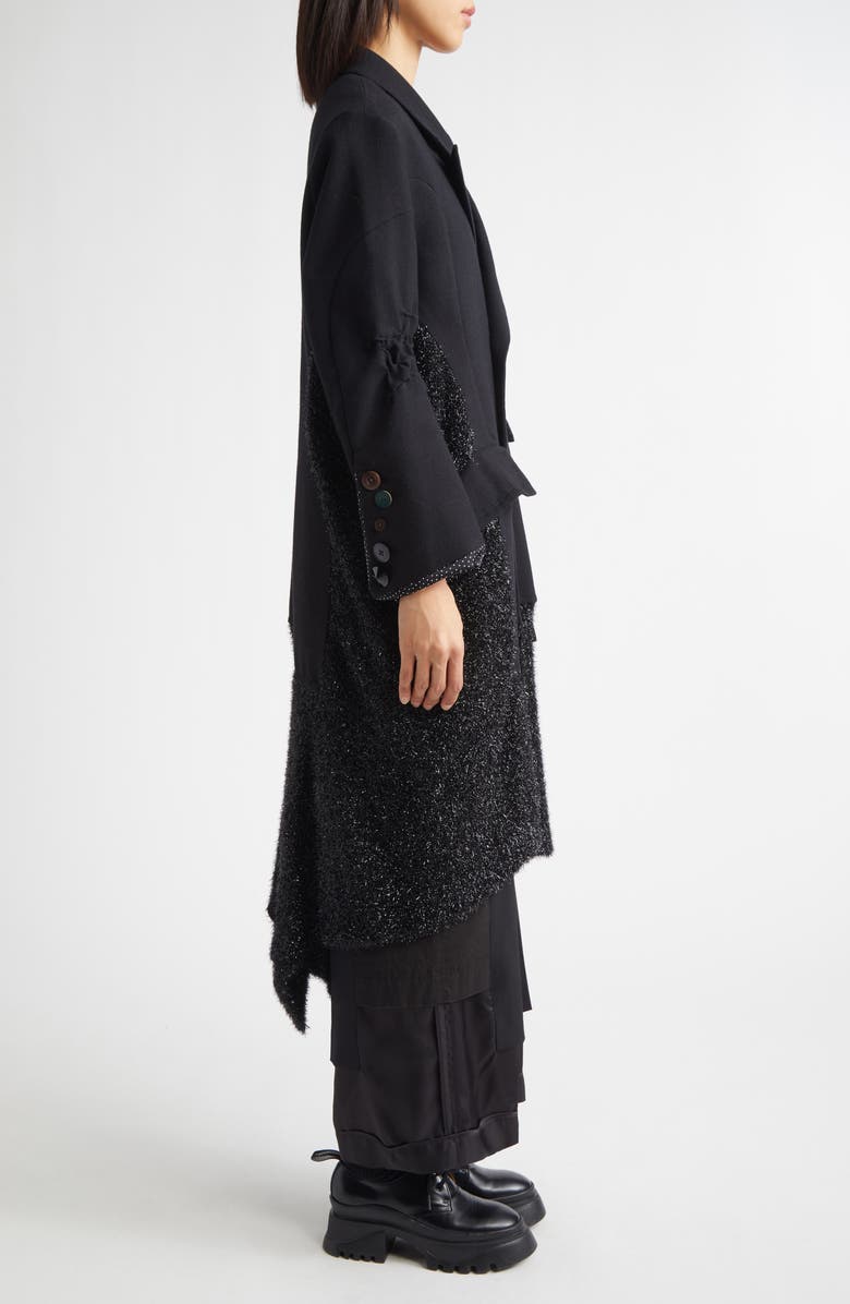 Undercover Cotton & Wool Mixed Media Coat, Alternate, color, Black