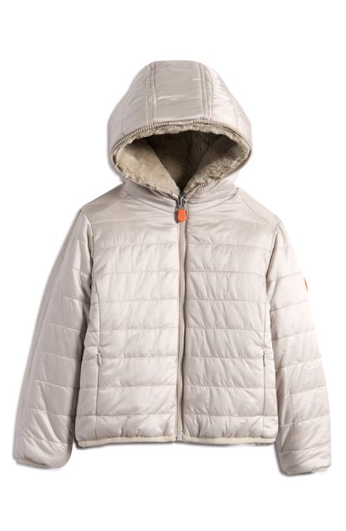 Save The Duck Kids' Chloe Reversible Faux Fur Hooded Puffer Jacket In Neutral