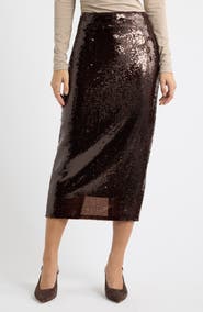 Open Edit Sequin Midi Skirt