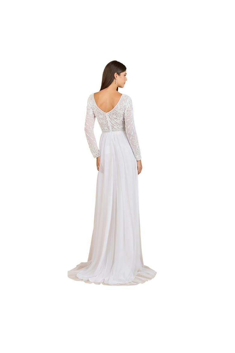 Long Sleeve Bridal Gown with Flowy Skirt, Alternate, color, Ivory