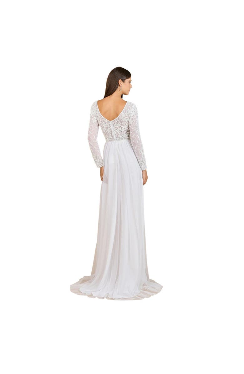 LARA New York Long Sleeve Bridal Gown with Flowy Skirt, Alternate, color, Ivory
