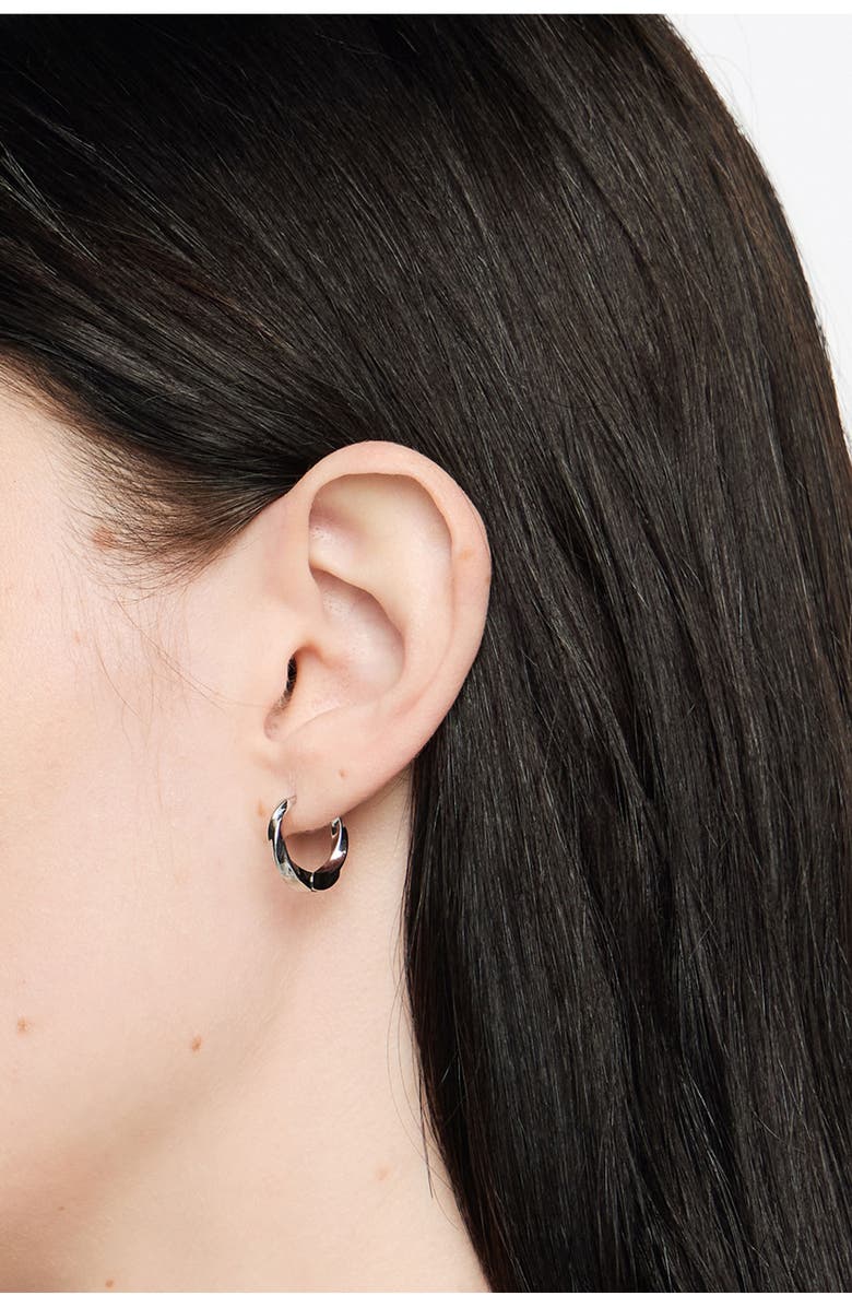 Bimba y Lola Textured Hoop Earrings, Alternate, color, Dark Silver