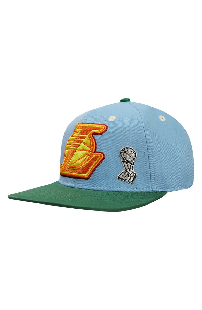PRO STANDARD Men's Pro Standard Light Blue/Green Los Angeles Lakers Retro Program 2-Tone Snapback Hat, Alternate, color, Light Blue