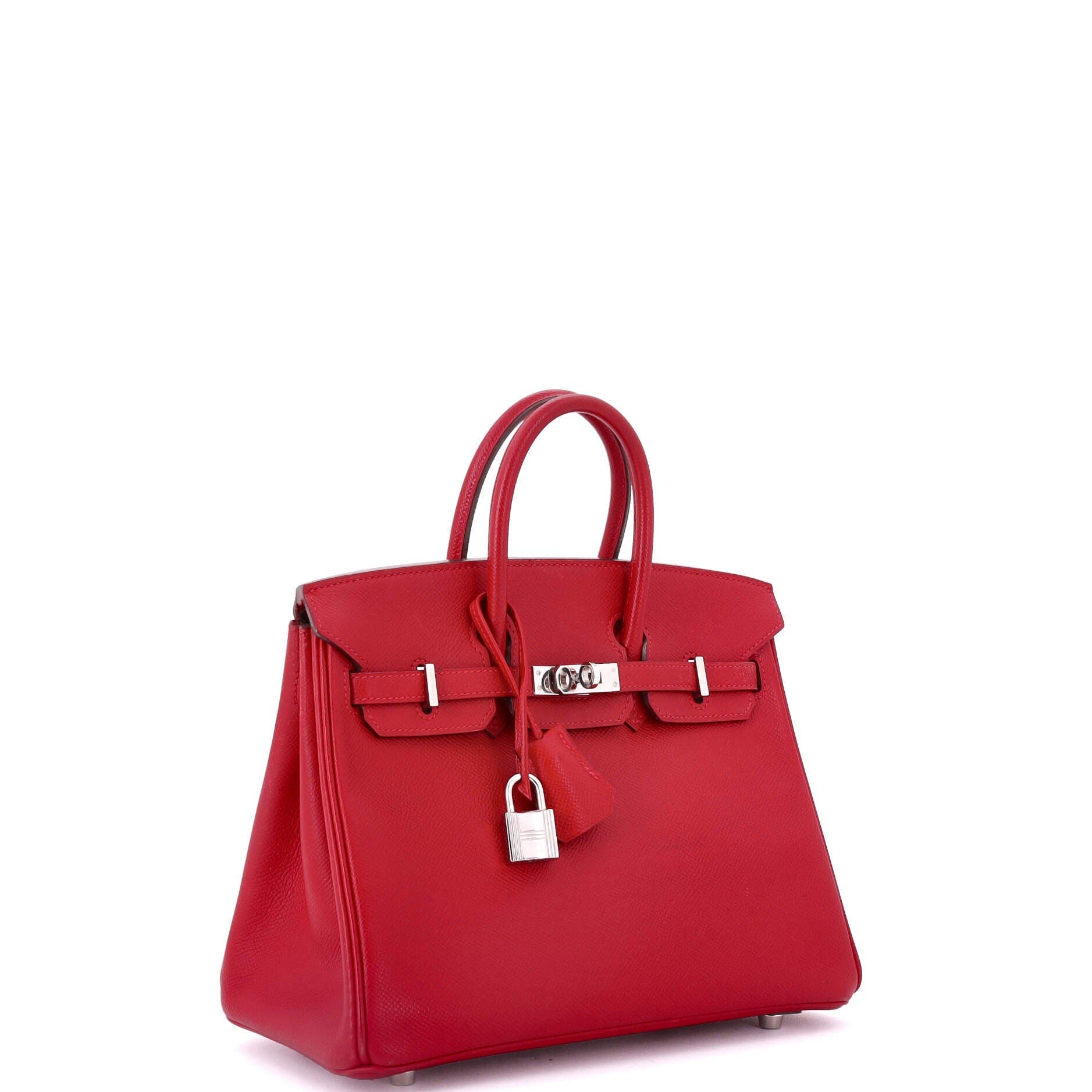 Pre-Owned Hermes Birkin Handbag Red Epsom with Palladium Hardware 25, Alternate, color, 